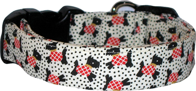 Cream Tossed Scotties Handmade Dog Collar